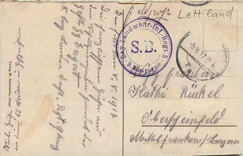 Libau - Hotel Petersburg - Feldpost Landwehr Inf. Regiment 5 -461530