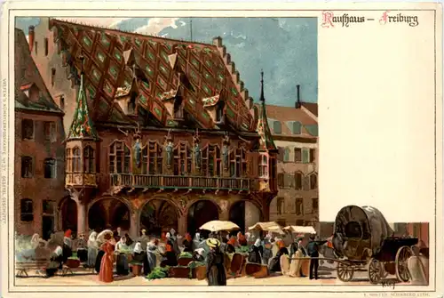 Rathaus Freiburg - Litho -496030