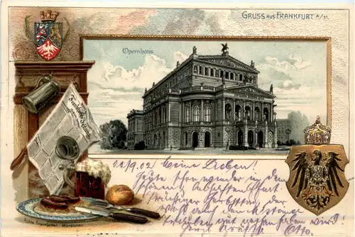 Gruss aus Frankfurt - Opernhaus - Litho -498372