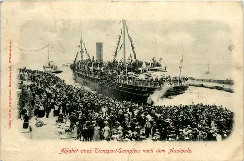 Wilhelmshaven - Abfahrt eines Transport Dampfers -499676