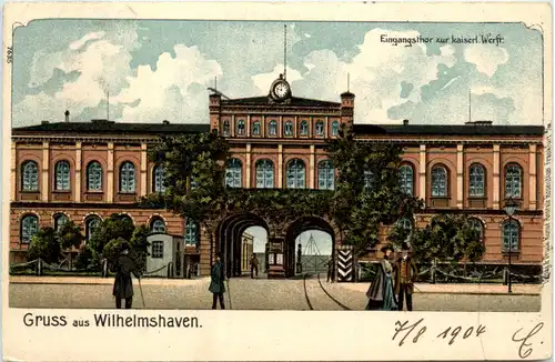 Wilhelmshaven - Eingang zur kaiserl. Werft - Litho -498830