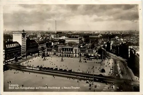 Leipzig, Blick vom Europahaus auf Kroch-Hochhaus u. Neues Theater -381392