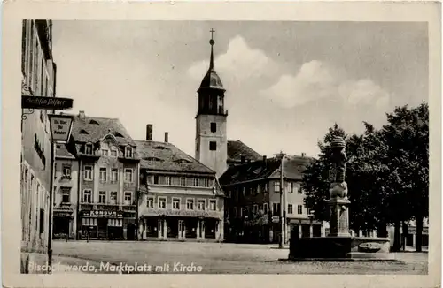 Bischofswerda, Marktplatz mit Kirche -381752