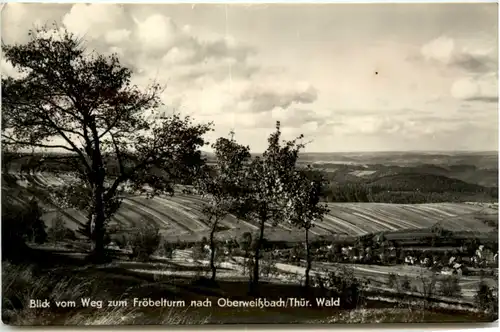 Oberweissbach/Thür., Blick vom Weg zum Fröbelturm -381796