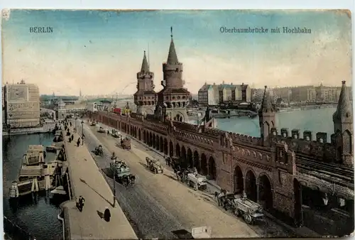 Berlin, Oberbaumbrücke mit Hochbahn -500336