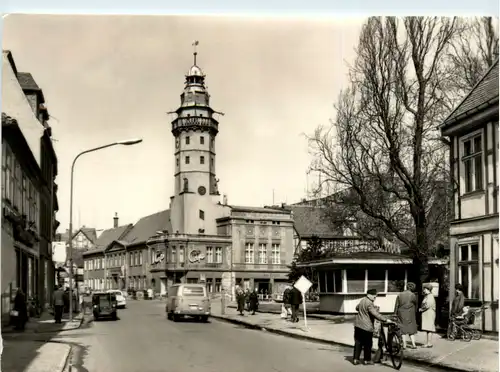 Salzwedel, Strasse der Jugend mit Rathausturm -500172