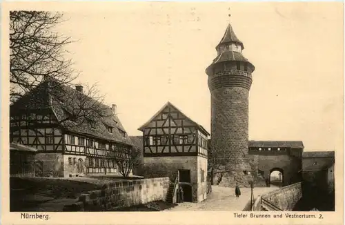 Nürnberg, Tiefer Brunnen und Vestnerturm 2. -382236