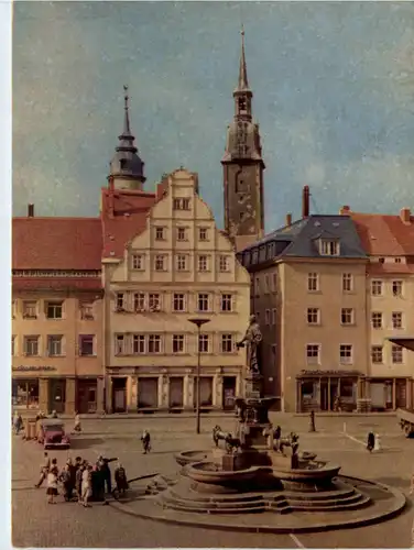 Freiberg, Obermarkt, Blick zum Petriturm -500880