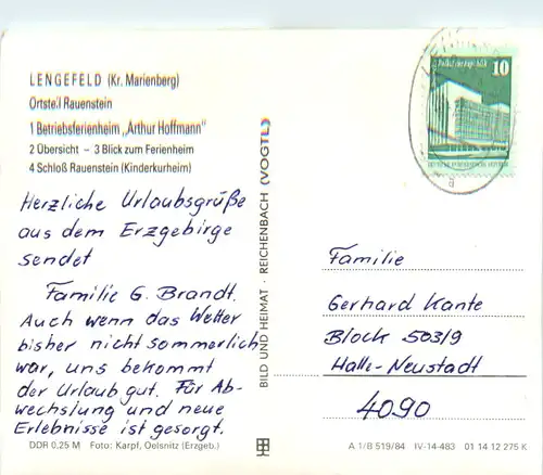 Lengefeld Kr. Marienberg, Ferienheim Arthur Hoffmann -500670