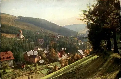 Kipsdorf i. Erzgeb., Blick von Ober-Kipsdorf nach Tal Kipsdorf und den H -382636
