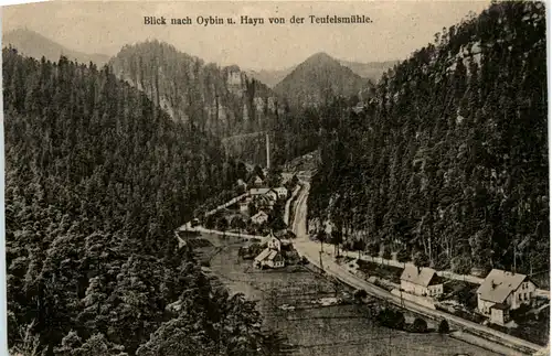 Oybin, Blick nach Oybin u. Hayn von der Teufelsmühle -382816