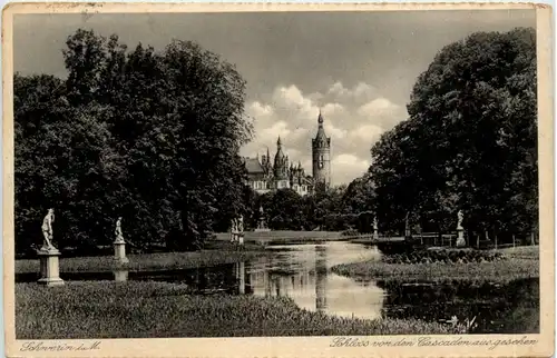 Schwerin, Schloss von den Cascaden aus -501194
