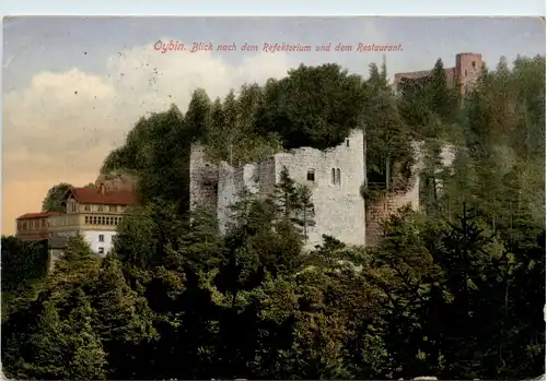 Oybin, Blick nach dem Refektorium und dem Restaurant -501748