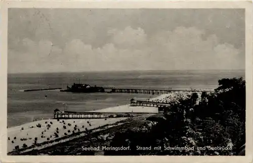 Seebad Heringsdorf, Strand mit Schwimmbad und seebrücke -501334