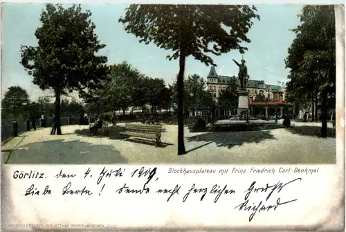 Görlitz, Blockhausplateau mit Prinz Friedrich Carl-Denkmal -383876