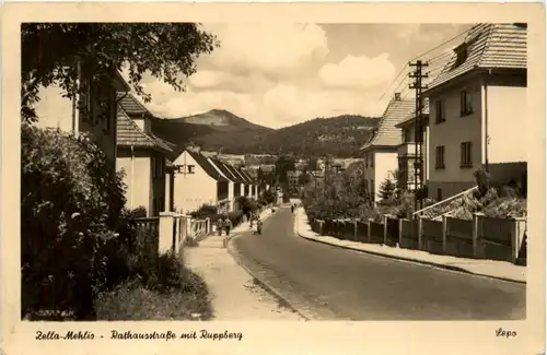 Zella-Mehlis, Rathausstrasse mit Ruppberg -384316