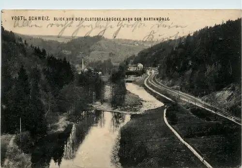 Blick von der Elstertalbrücke nach der Barthmühle, Vogtl. Schweiz -503258