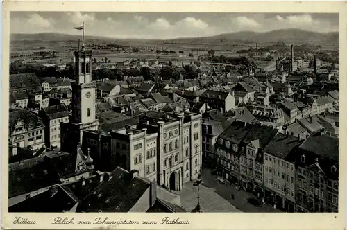 Zittau, Blick vom Johannisturm zum Rathaus -501750