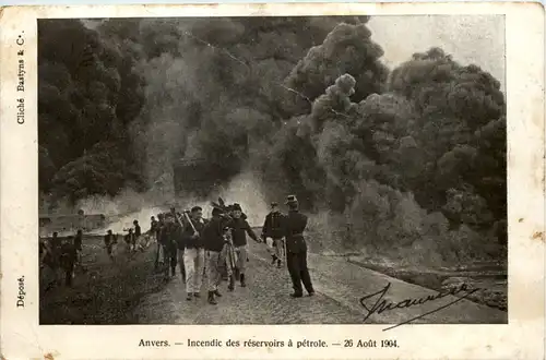 Anvers - Incendic des reservoirs a petrole 1904 -600620