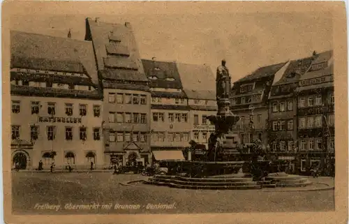Freiberg, Obermarkt mit Brunnen-Denkmal -386286