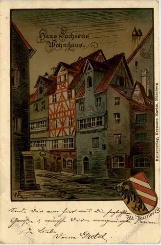 Nürnberg - Hans Sachs Wohnhaus - Litho -600968