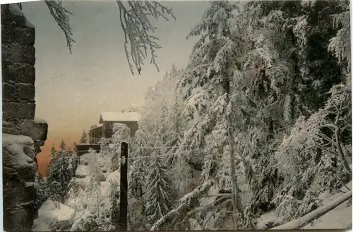 Oybin im Winter, Blick nach dem Bergrestaurant -502738