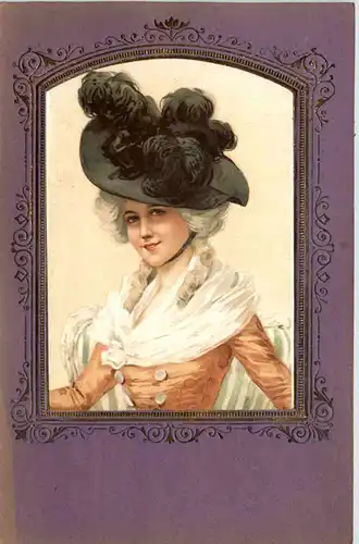 Frau mit Hut - Prägekarte -602590