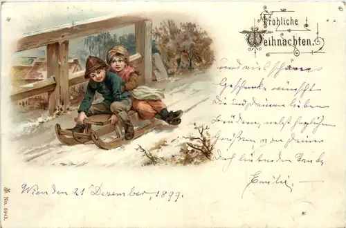 Weihnachten - Kinder auf Schlitten -603602