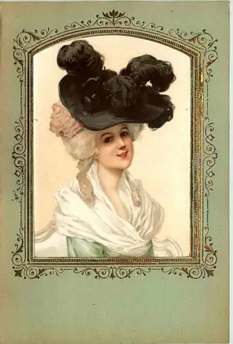 Frauen mit Hut - Prägekarte -602586