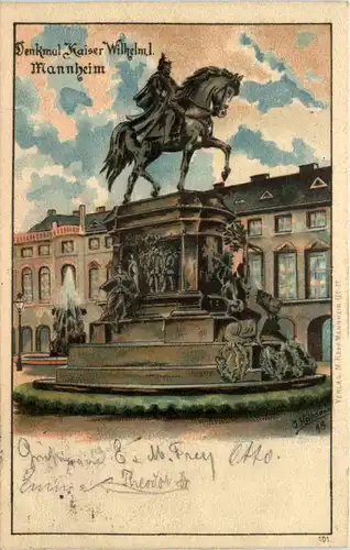 Mannheim - Denkmal Kaiser Wilhelm I - Litho -604644