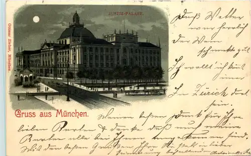 Gruss aus München - Justiz-Palast - Litho -604924