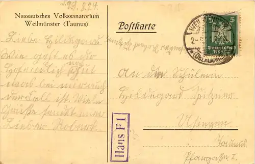 Nassauisches Volkssanatorium Weilmünster Taunus -603798