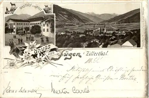Gruss aus Fügen im Zillerthal - Litho -605044