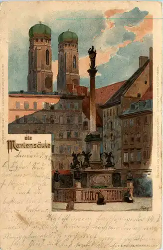 München Mariensäule - Litho -604914