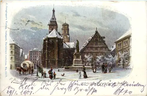 Stuttgart - Stiftskirche - Litho -604622