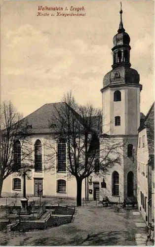 Wolkenstein i. Erzgeb., Kirche u. Kriegerdenkmal -503846