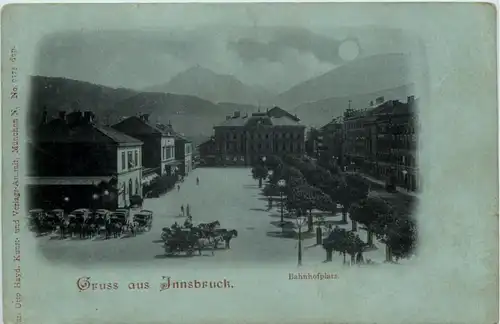 Gruss aus Innsbruck - Bahnhofplatz - Litho -605102