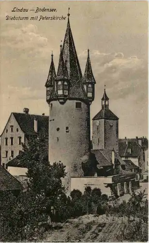 Lindau, Diebsturm mit Peterskirche -503866