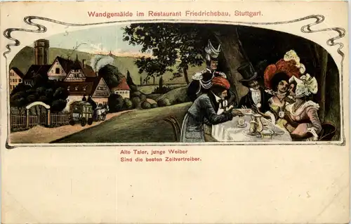Stuttgart - Wandgemälde im Restaurant Friedrichsbau -603414