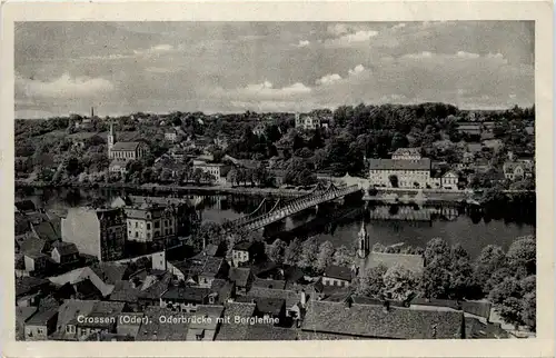 Crossen Oder, Oderbrücke mit Berglehne -503996