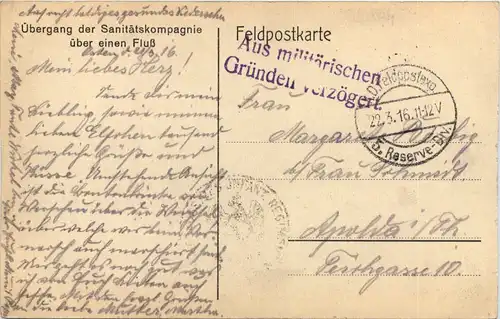 Übergang der Sanitätskompagnie - Feldpost 5. Reserve Division -603852