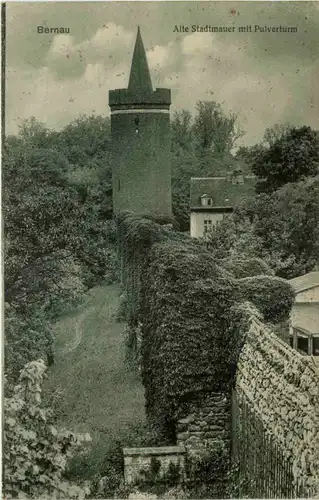 Bernau, Alte Stadtmauer mit Pulverturm -504156