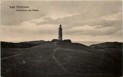 Insel Hiddensee, Leuchtturm mit Dünen -504348