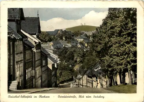 Clausthal - Zellerfeld, Osteröderstrasse, Blick zum Bocksberg -504676