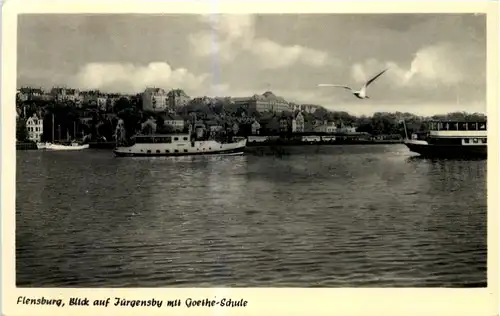 Flensburg, Blick auf Jürgensby mit Goethe-Schule -505008