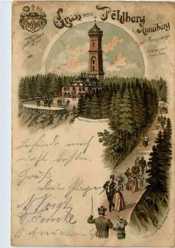 Gruss vom Pöhlberg bei Annaberg - Litho -478466