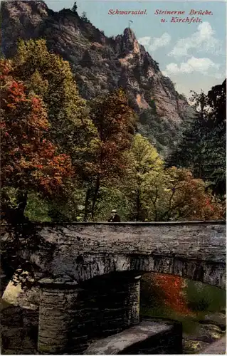 Schwarzatal, Steinerne Brücke u. Kirchfels -505144