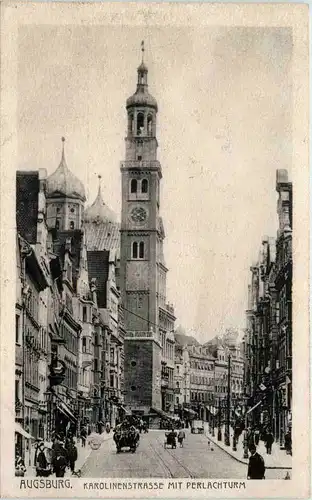 Augsburg, Karolinenstrasse mit Perlachturm -505644