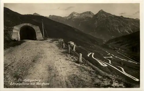 Splügenberg - Schneegallerie mit Berghaus, Thusis -506990