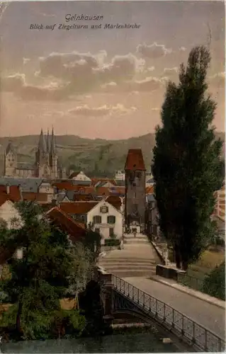 Gelnhausen, Blick auf Ziegelturm und Marienkirche -505964